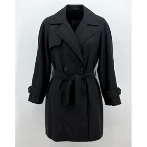 Orvis Black Double-Breasted Trench Coat with Belt